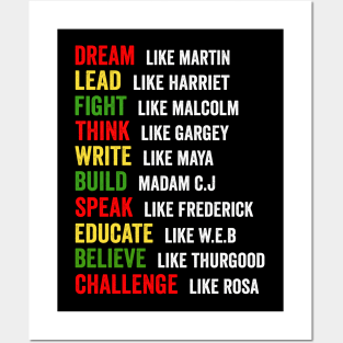 Dream Like Martin Lead Like Harriet Black History Month Gift Posters and Art